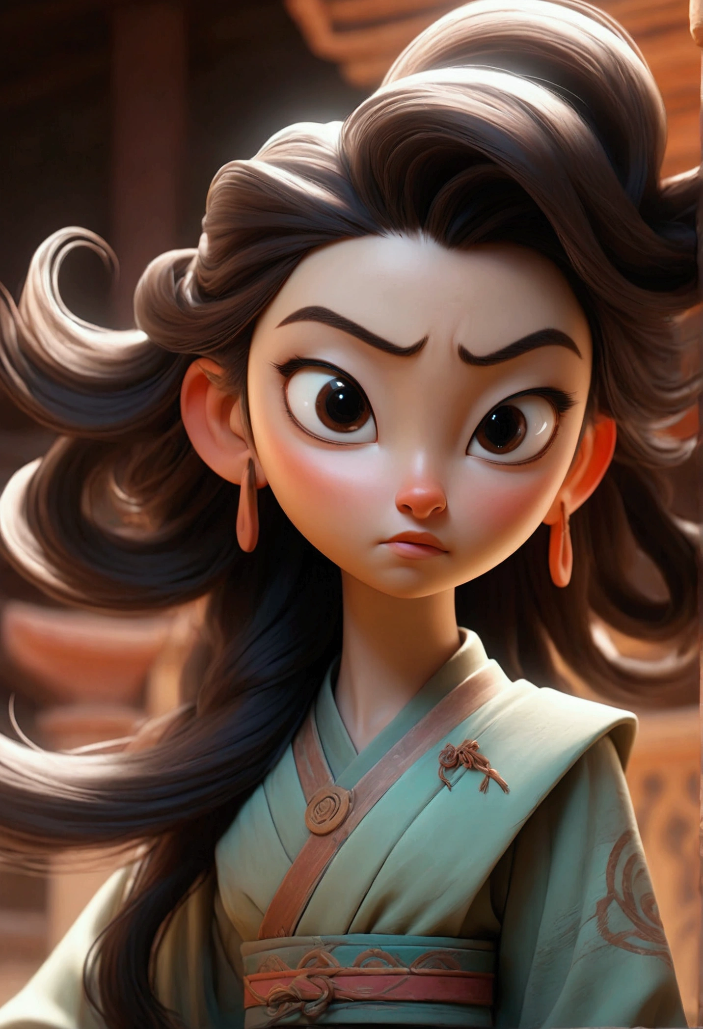 (RAW photo, best quality), (realistic, photo-realistic:1.3),best quality,highly detailed,masterpiece,ultra-detailed,illustration,1girl,upper_body,dynamic angle,world masterpiece theater,messy_long_hair,best quality,extremely detailed CG unity 8k wallpaper,ink,Amazing,cinematic lighting,lens_flare, dunhuang_style