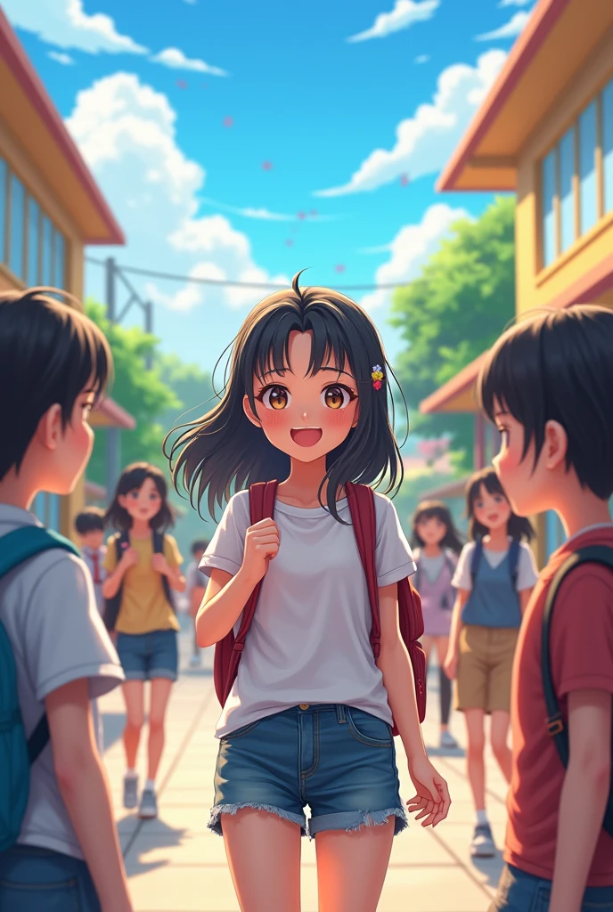 Happy girls at public school 