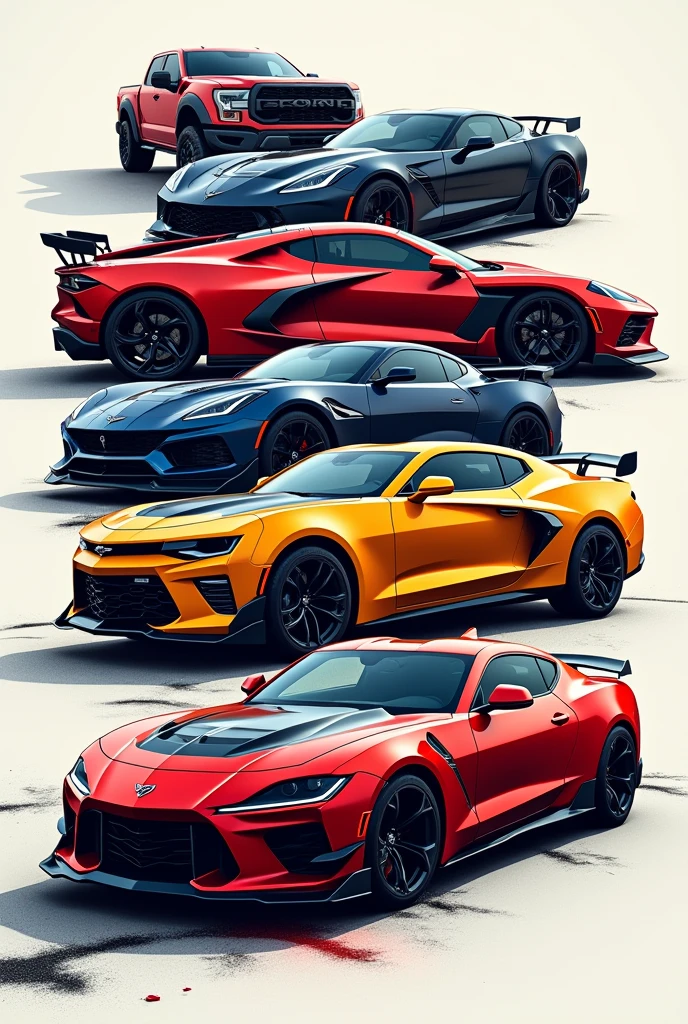 Create a frame with a car design like the Dodge Challenger, Toyota Supra mk4, ram trx, corvettes, Ford raptor, Ford Mustang, gtr r35,