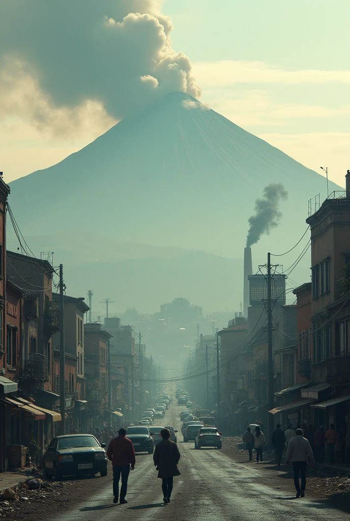 Background polluting the city of Arequipa showing the misti volcano