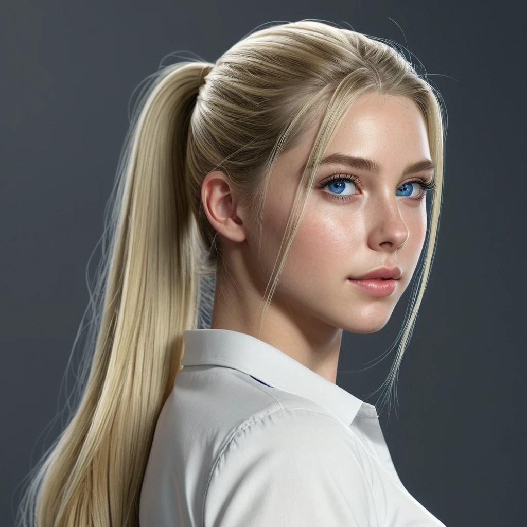 1girl, Solo, High Resolution, Long Hair, Blue eyes, Blonde Hair, Ponytail, Masterpiece, Accurate, Anatomically Correct, Award Winning, Best Quality, Detail, High Details, High Quality, Super Detailed,