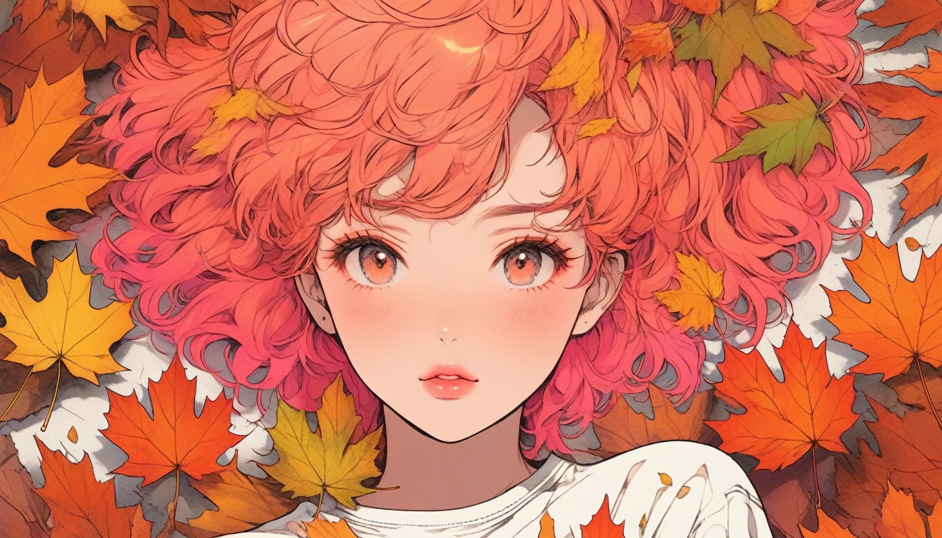 Illustrator, anime , Realistic ,sketch ,1, delicate,lip, T-Shirts,order,Textured Trim, (masterpiece,Highest quality,High resolution, Super detailed) ,Neon Hair,Canadian, (masterpiece,Highest quality) Cancer,autumn,