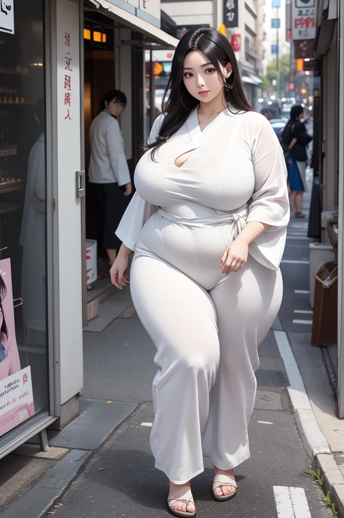 photorealistic, high resolution, soft lights, 1women, solo, hips up, shining skin, (detailed face), saggy reasts, slim waist,((wide hips)),big cleavage,big booty, thick thighs, natural muscular body , japanese hairstyle with hairbun, tight double slit long kimono robes, japanese traditional clothes,  random color clothes, clothes ornament,walking in river side, hair flower, flower, ((japanese traditional bedroom with japanese mable)), beautiful mountain landscape in background, morning,, smile,see through pussy, ((cameltoe)),((short hairy pussy:1.2)),((both hands opened kimono robe)), ((she revealing her clothes and showing her naked curvy body)), ((outdoor landscape