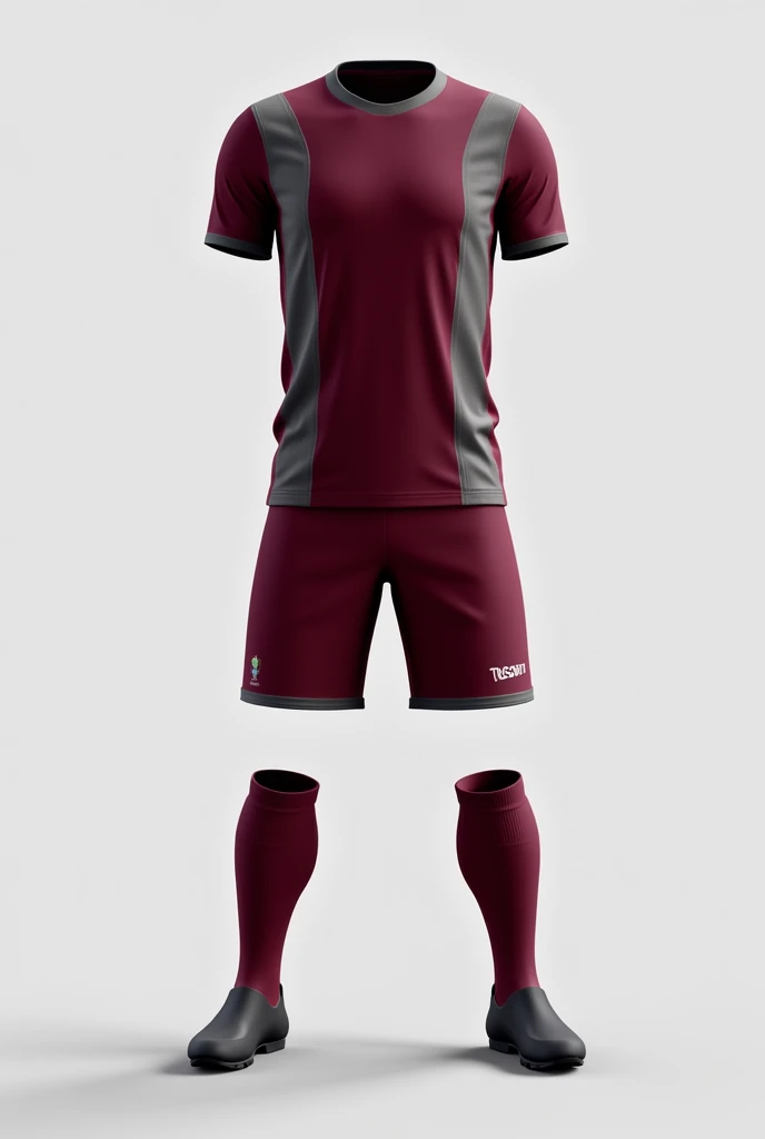 UNIÃO MVF football uniform wine with gray stripes