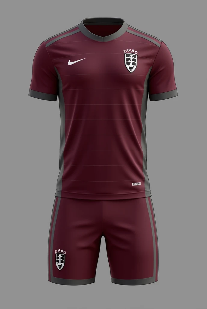 UNIÃO MVF football uniform wine with gray stripes