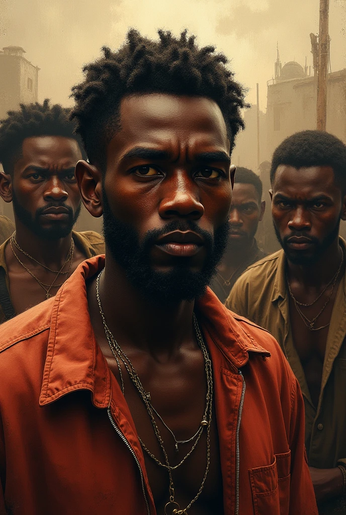 an African American person as the main character and around more people from his community in a hot place in the slave era of slavery, something extremist