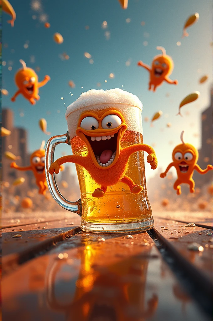 Sperm chasing a beer mug like a fast a furius poster and the text drunk and furious