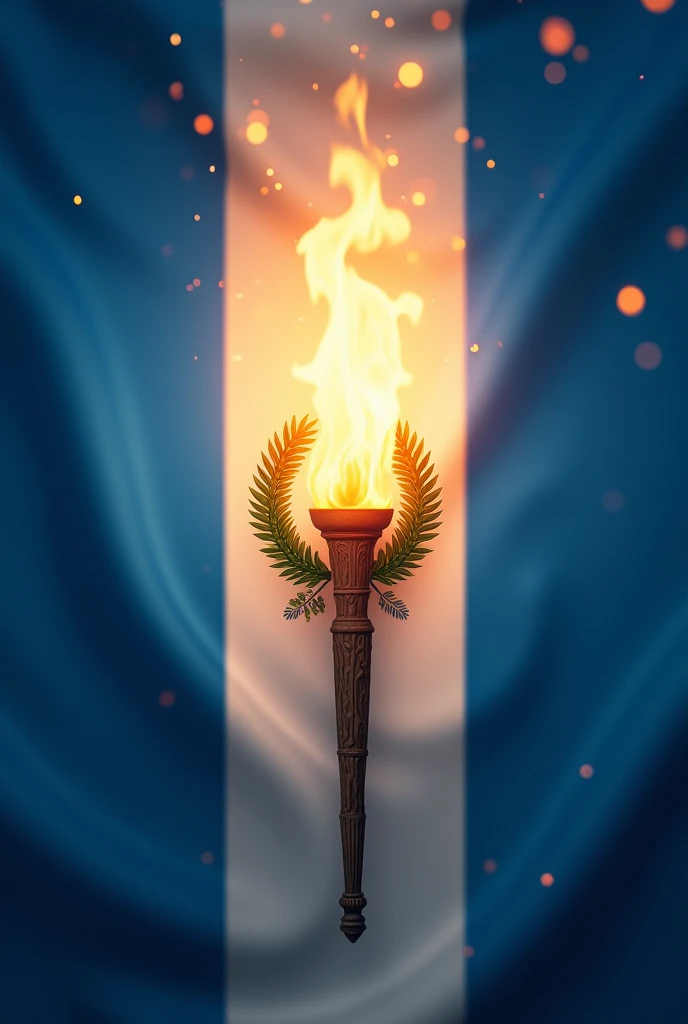 to unite the national symbols of Guatemala in a single image (blue Guatemala flag, White and blue) but in the center place an animated torch, for children