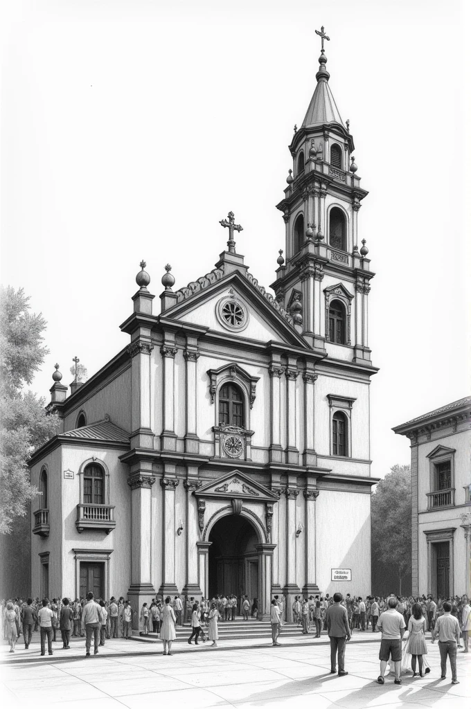 San Francisco de Asis together with the San Francisco de Mocupe school celebrating its 60th diamond wedding anniversary (pencil drawing)