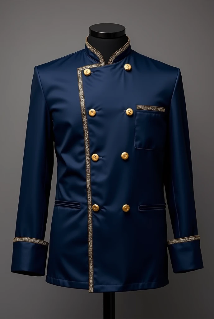 Navy blue chef jacket with gold