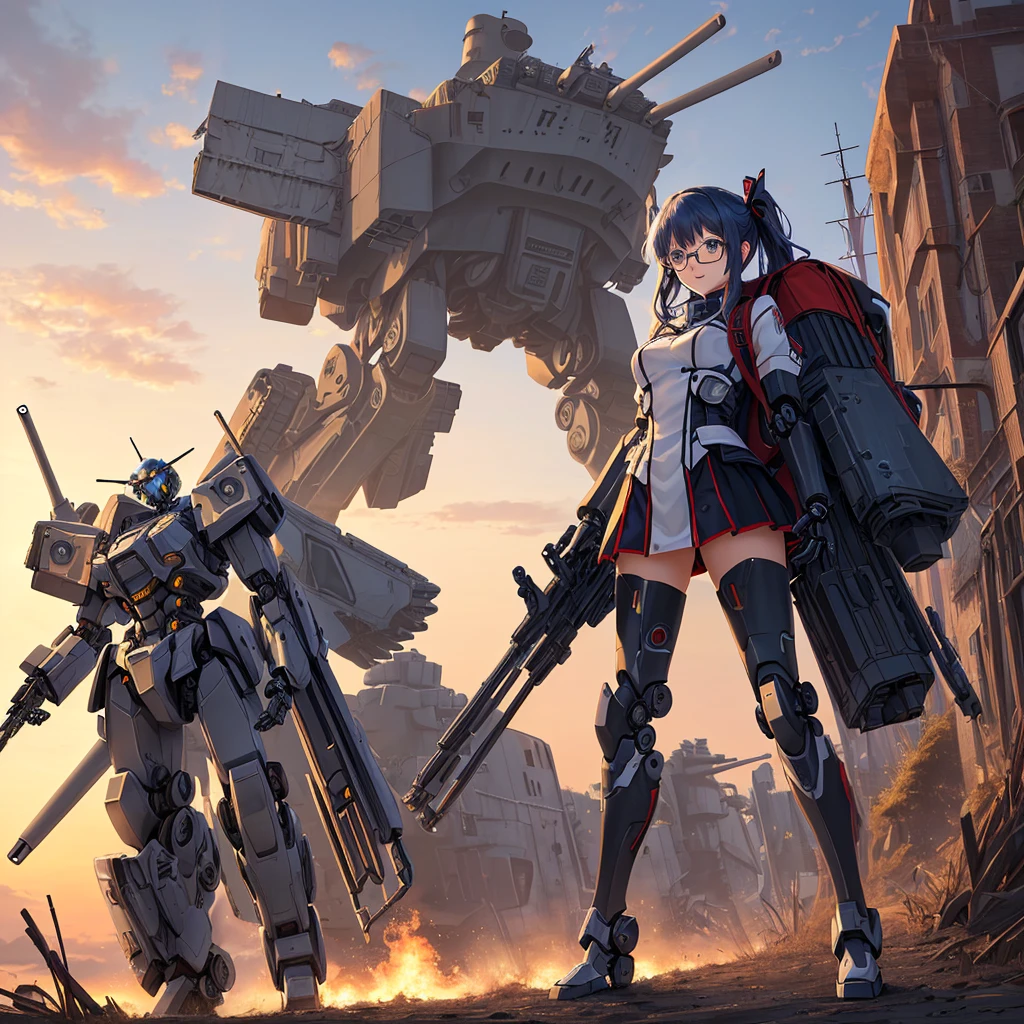 anime girl with glasses and backpack on a motorcycle with gears, completely robot!! girl, mechanized valkyrie girl, Anime Manga Robot!! anime girl, mechanized soldier girl, girl with warship parts, nanogirl, Kantai Collection Style, mechanized witch girl, A mix of anime robots and organic matter, nanogirlv 2, Mecha Anime, robot girl, completely robot!! cat