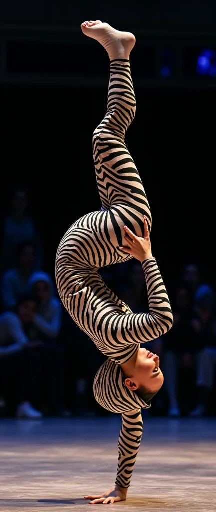 The beautiful and thinest chinese adult woman with glasses brown cheetah animal print lycra elasticity turtleneck unitard catsuit.She always wear hijab-like zentai costume hood made of lycra elasticity.She performs contortion when she is my contortionist.She is posted on Youtube.