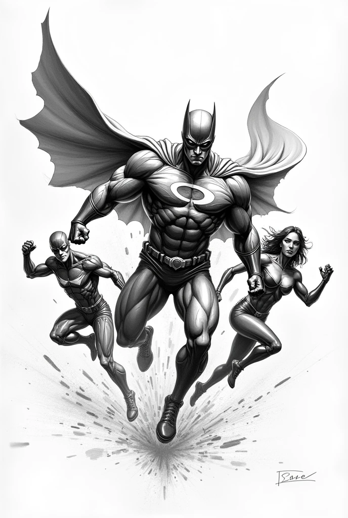 UNCOLOR SKETCH IMAGES OF SUPER HEROES IN ACTION

