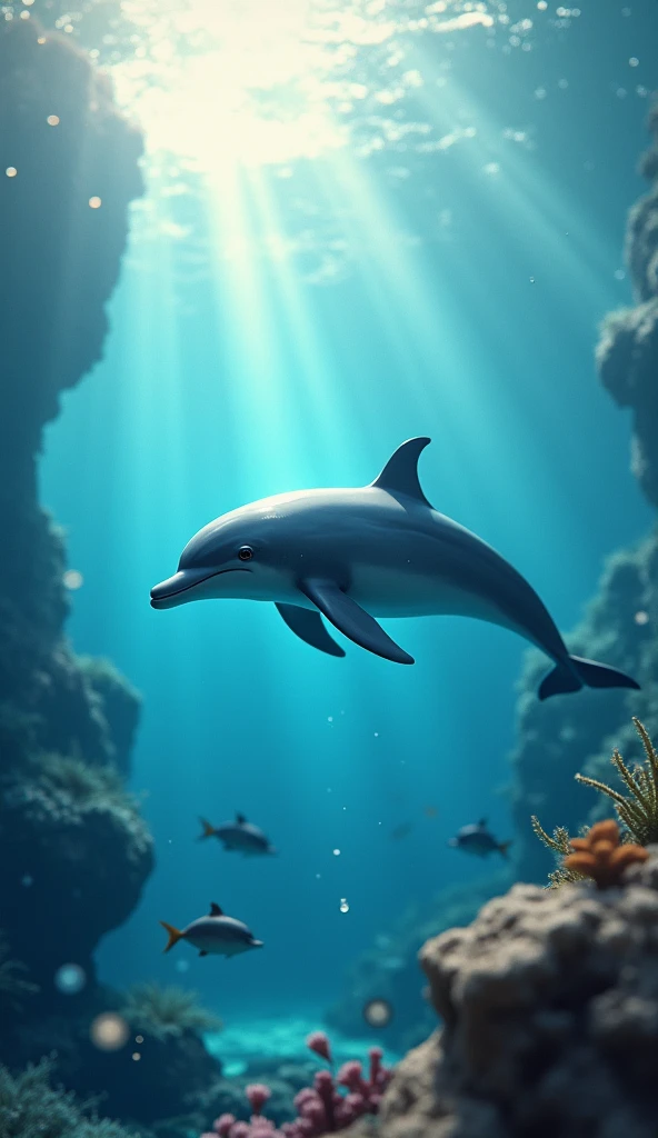 dolphin In the water nature You look feels good beautiful sea comfortable