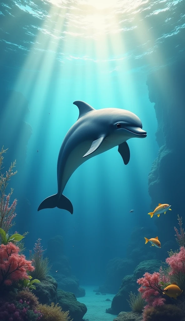 dolphin In the water nature You look feels good beautiful sea comfortable