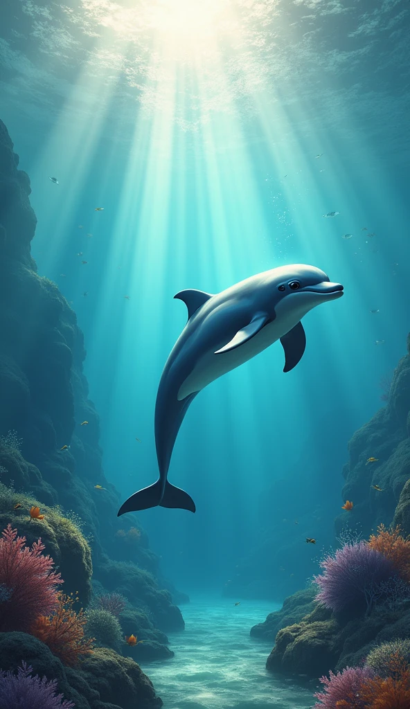 dolphin　In the water　nature　You look feels good　beautiful sea　comfortable