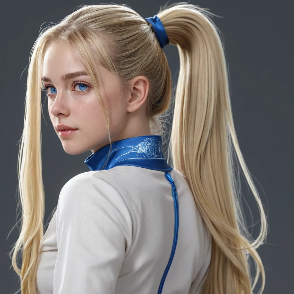 1girl, European young adult, Solo, High Resolution, Long Hair, Blue eyes, Blonde Hair, Ponytail, Masterpiece, Accurate, Anatomically Correct, Award Winning, Best Quality, Detail, High Details, High Quality, Super Detailed, UHD, full body