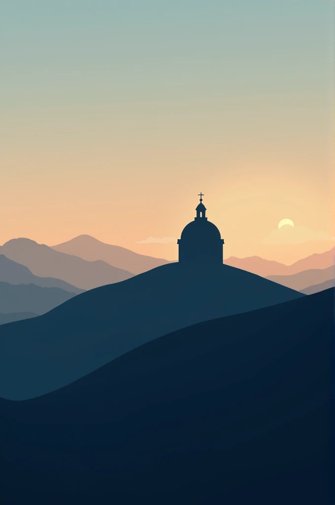 Silhouette of a hill with a domed church silhouette