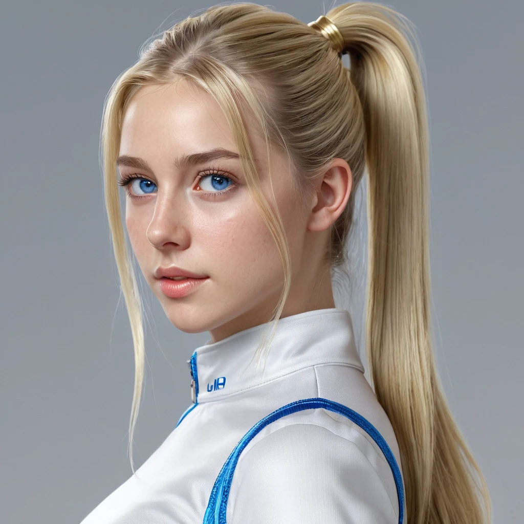 1girl, European young adult, Solo, High Resolution, Long Hair, Blue eyes, Blonde Hair, Ponytail, Masterpiece, Accurate, Anatomically Correct, Award Winning, Best Quality, Detail, High Details, High Quality, Super Detailed, UHD, front view,