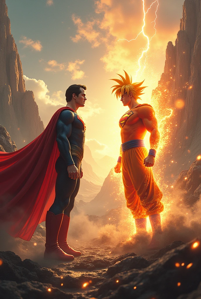goku vs superman, goku super power, fire
