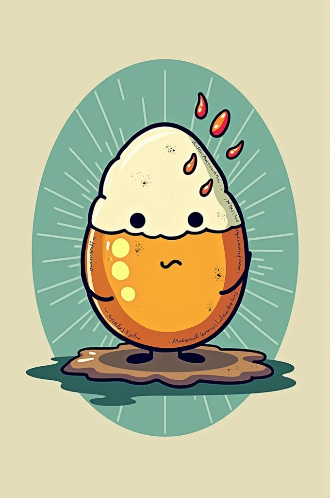 Comic style logo with a beer-shaped egg fertilized by sperm with the text in Spanish "the origin of a drunkard"