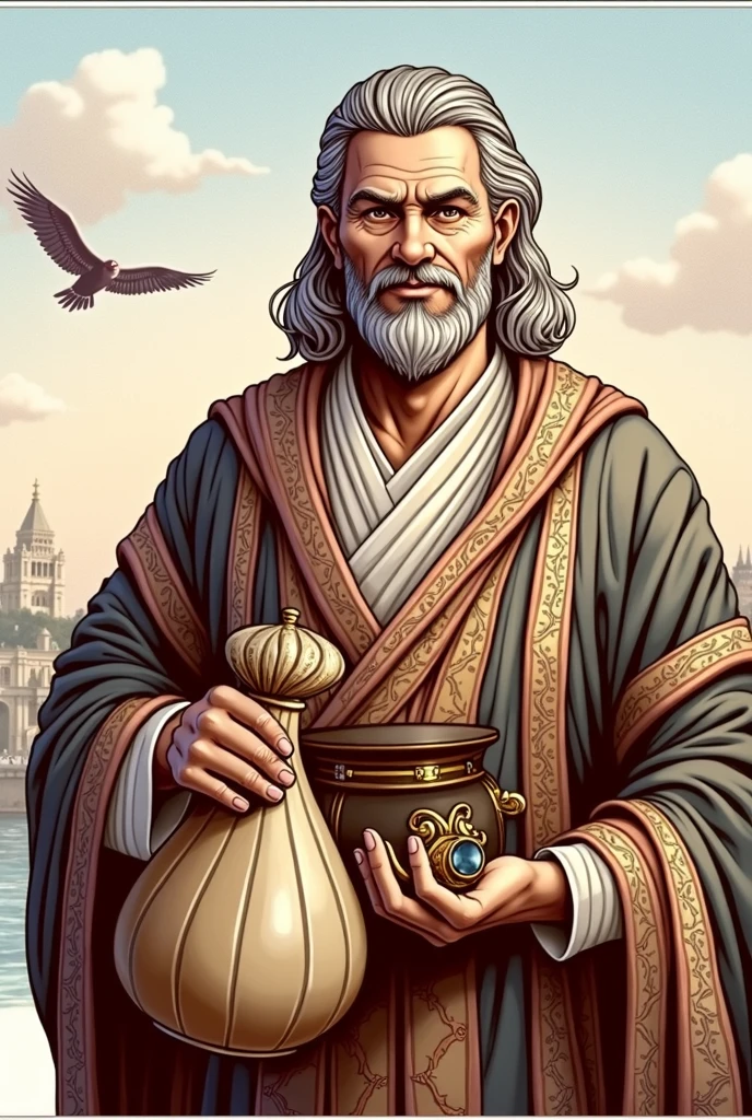 Give the man bushy sideburns, remove the beard and give him a monocle. Do not change the style of the image