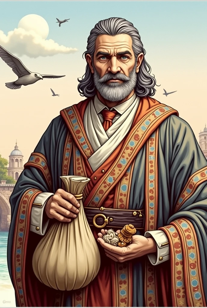 Give the man bushy sideburns, remove the beard and give him a monocle. Do not change the style of the image
