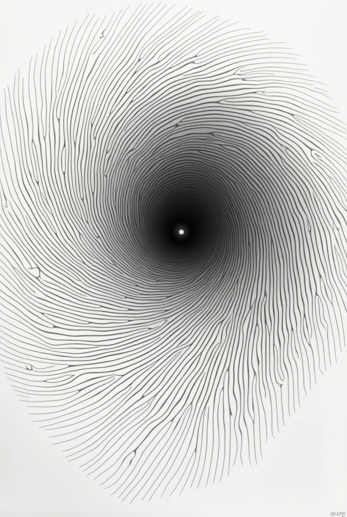 Draw a spiral that starts in the center of the paper and expands outward.. As the spiral moves away from the center, becomes less precise, with more wavy and less defined lines, as if losing strength.
Inside the spiral, draw small circles, some solids and some voids, that follow the path of the spiral. In some sections, add textures with stripes, points, or crossed lines.
On one side of the spiral, place a small geometric shape, like a triangle or a square, that does not fit entirely with the flow of the spiral. This will be your “anomaly”, a point of interest that breaks the repetitive pattern.
Finally, towards the outer edges of the spiral, let the lines fade or break into fragments, giving the impression that the spiral is disintegrating.
This drawing is simple but has a good balance between shape and texture., with a touch of contrast that makes it interesting.