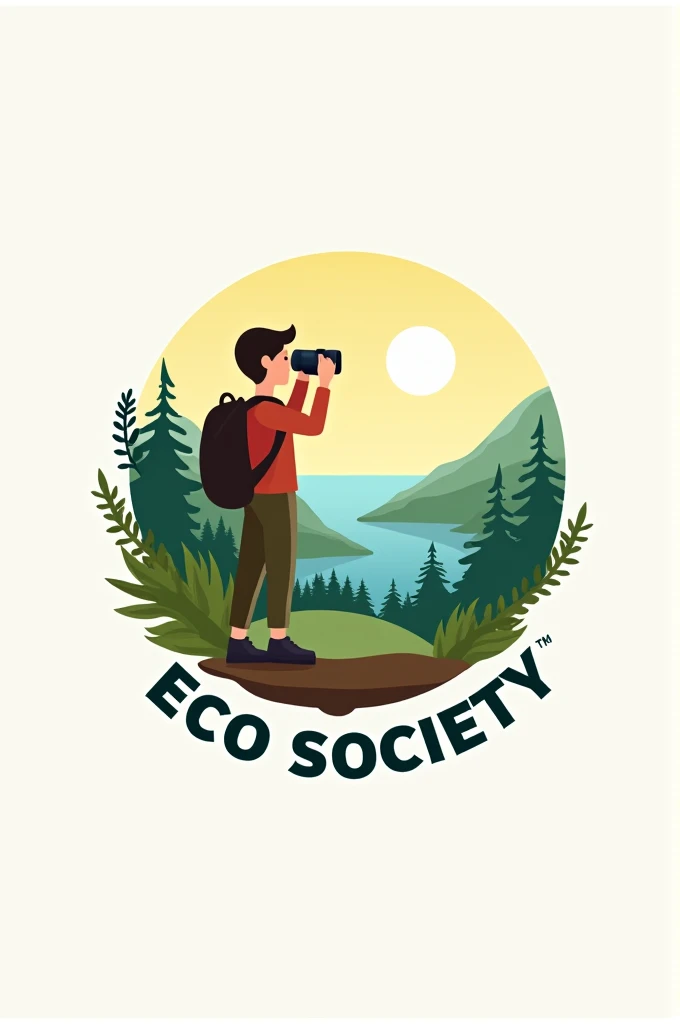 Make a logo that encourages tourism and ecology, make it a guy with binoculars looking at a landscape and say eco society on each one