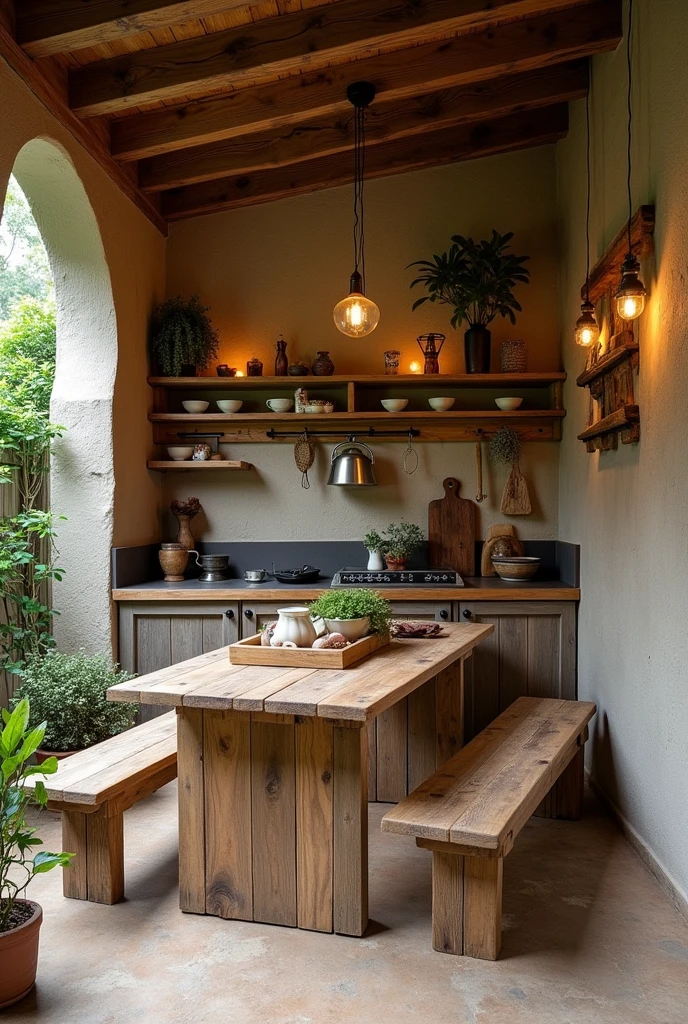 Simple rustic gourmet area with cheap materials