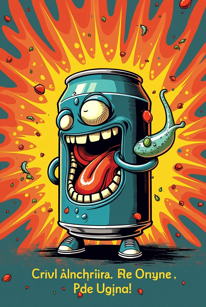 Comic style logo with a beer fertilized by sperm with the text in Spanish the origin of a drunkard