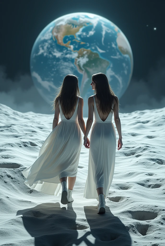 On moon a couple walking face indian
