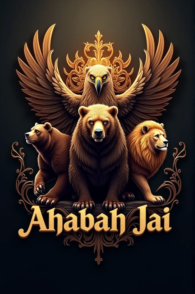 logo with an eagle, a bear and a lion and the word AHABAH JAI