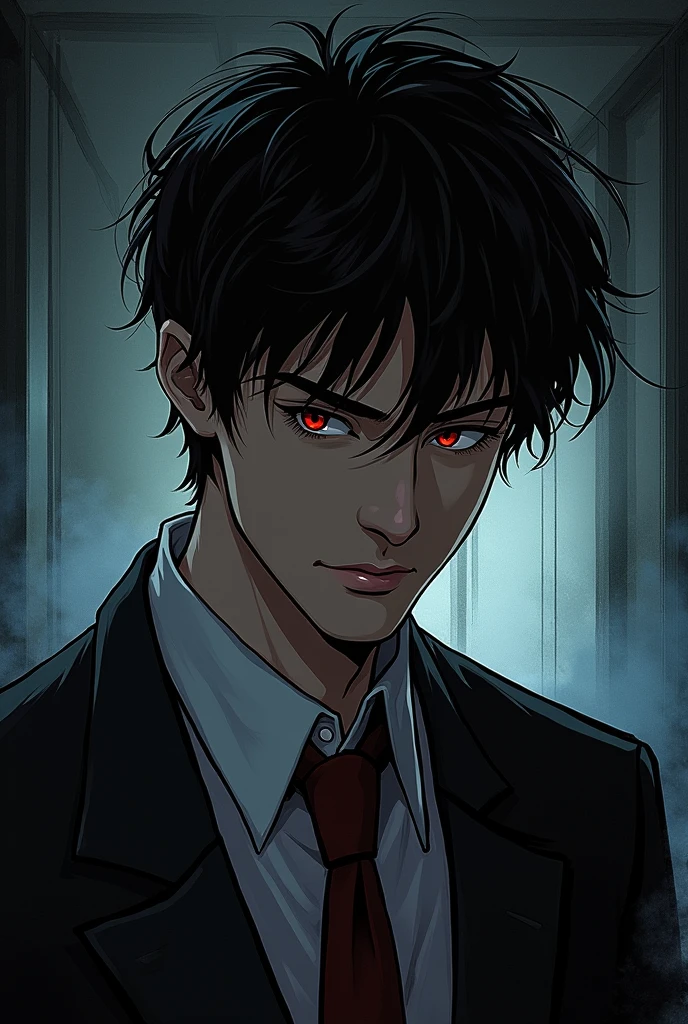 Manga style a very handsome attractive and charismatic 27 year old man who seems to be a good person, but it's not. He is a serial killer and psychopath who hides his true face from others., always manages to gain the trust of his victims.
