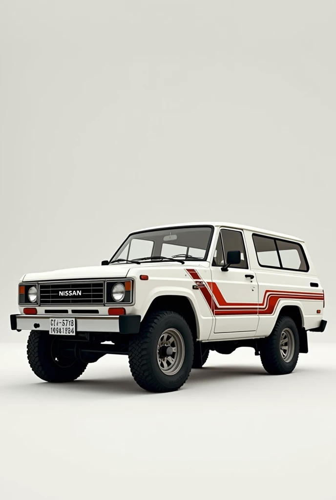 Nissan patrol short box year 1986 white with stripes 