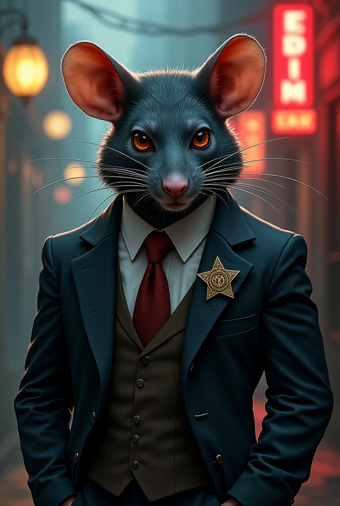 A rat with a mafia logo