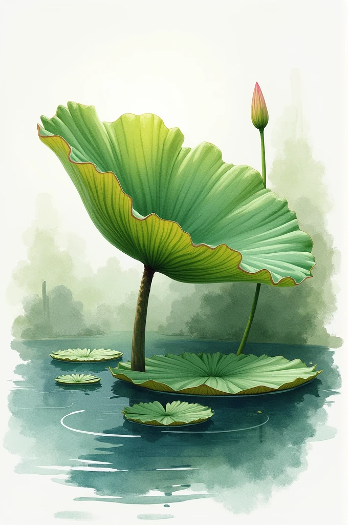Create a watercolor style side view Victoria Regia illustration in png