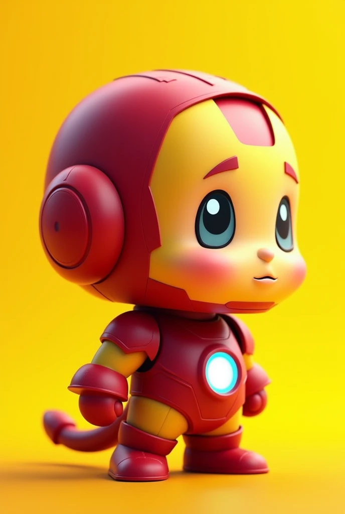 Cute Iron Man, animated cartoon, profile pic, yellow backdrop