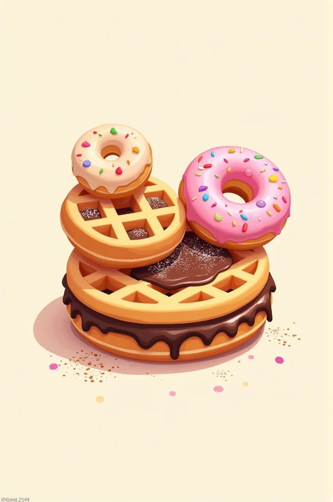 Logo with waffles and mini donuts