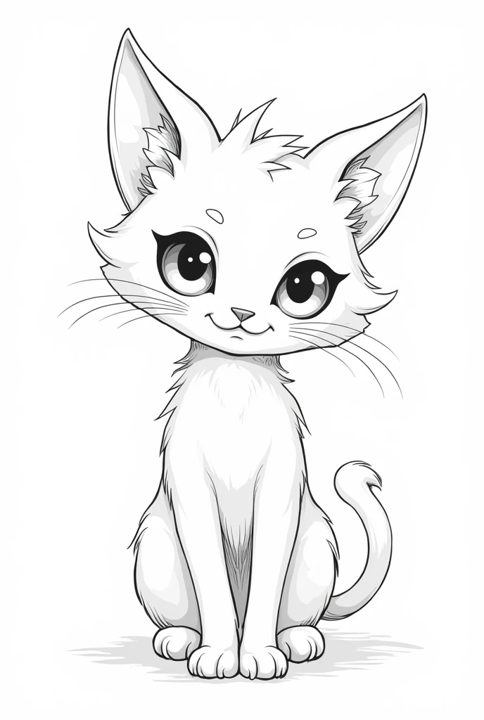 catboy, kawaii style, fancy, magical, mystic, unusual, offwhite, wavey lines, realistic line art drawing, coloring book page , without noise, thick, crisp lines, sketch art, centred image, isolado em um fundo offwhite