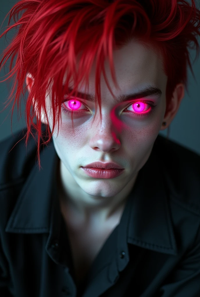 19 year old boy with white skin,
pale skin Messy hair
Bright blood red
Bright pink eyes
Bright pink eyes
Bright pink eyes
Blood red hair
Red hair
Pink eyes
Pink eyes
Punk eyes
Very pink and bright eyes
Focusing only on his face
Wearing black clothes