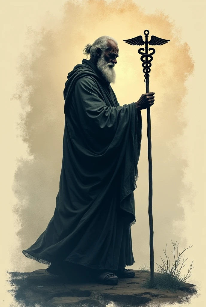 Medicine Symbol with Old Man Silhouette Logo