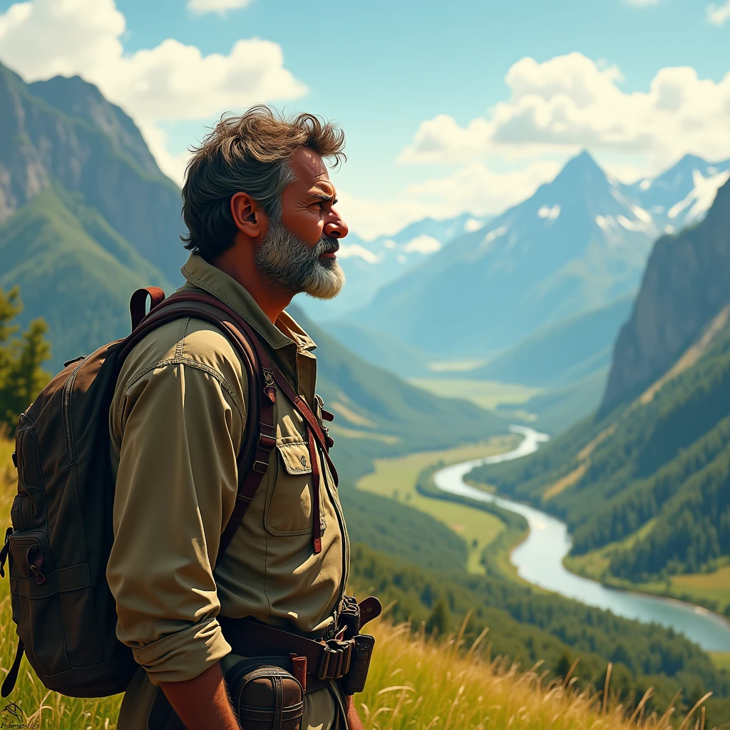 Man looking at a landscape