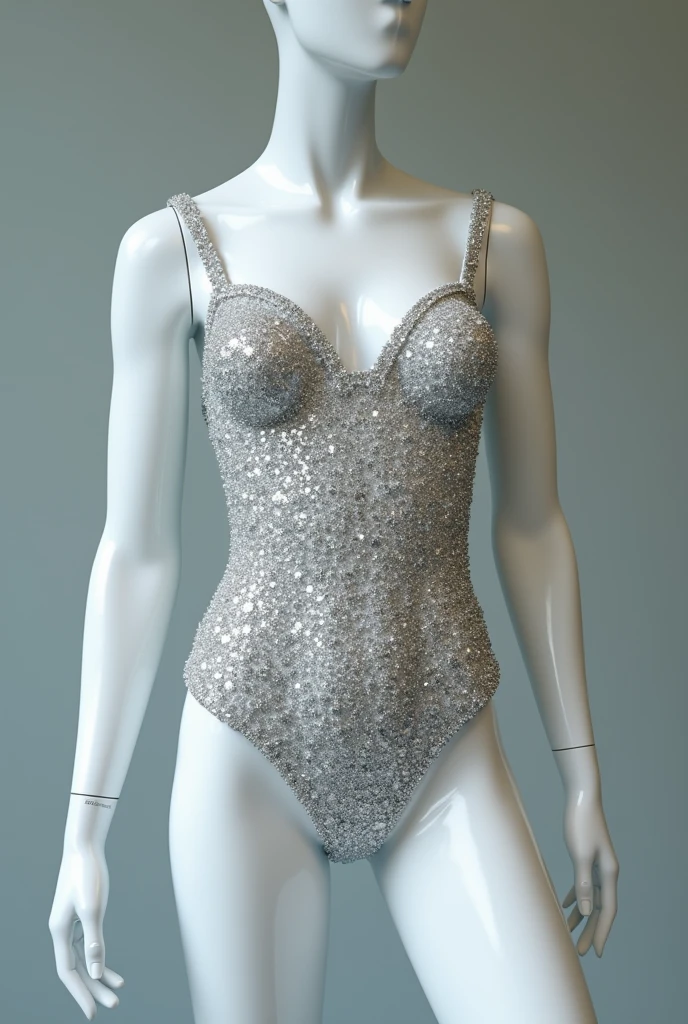 A sparkling diamond girl&#39;s swimsuit on a mannequin