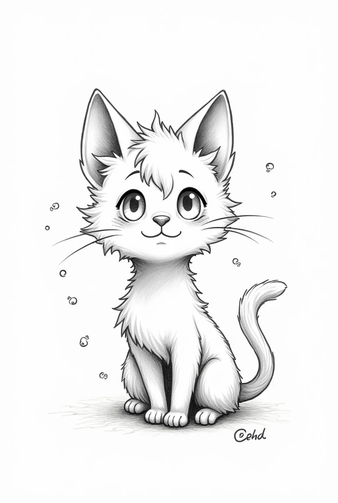 catboy, fancy, magical, mystic, unusual, offwhite, uncolored, monochrome,  wavey lines, realistic line art drawing, coloring book page , without noise, thick, crisp lines, sketch art, centred image, isolado em um fundo offwhite
