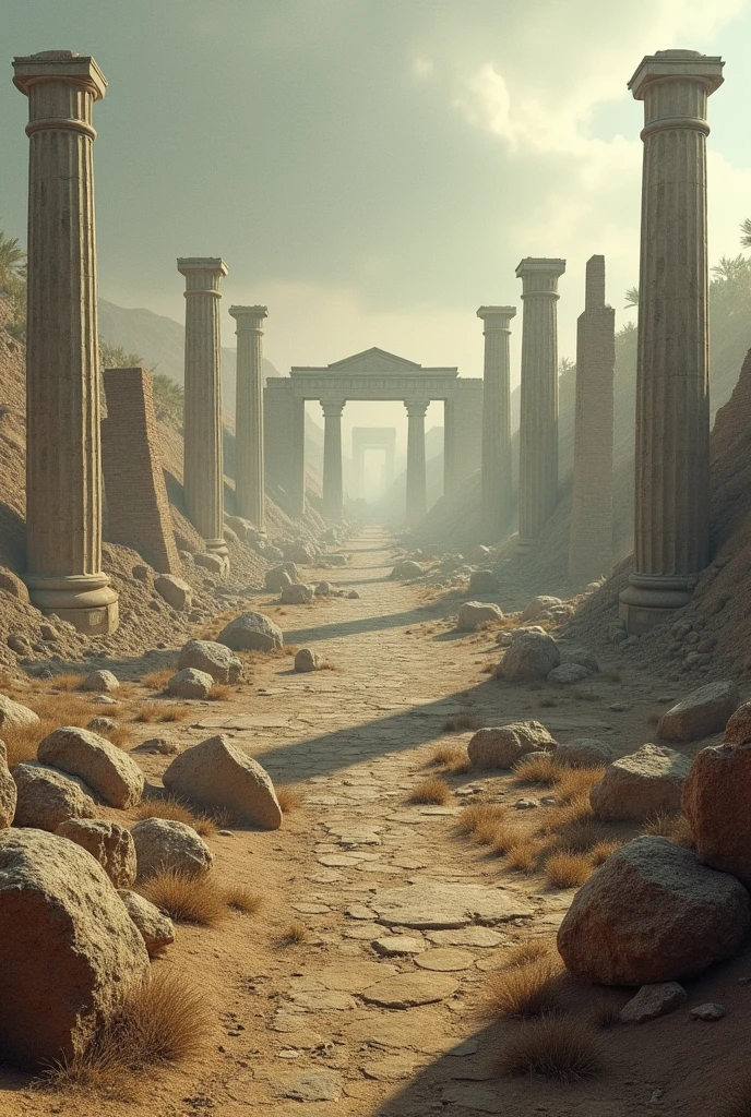 Create a landscape with the 7 destroyed wonders