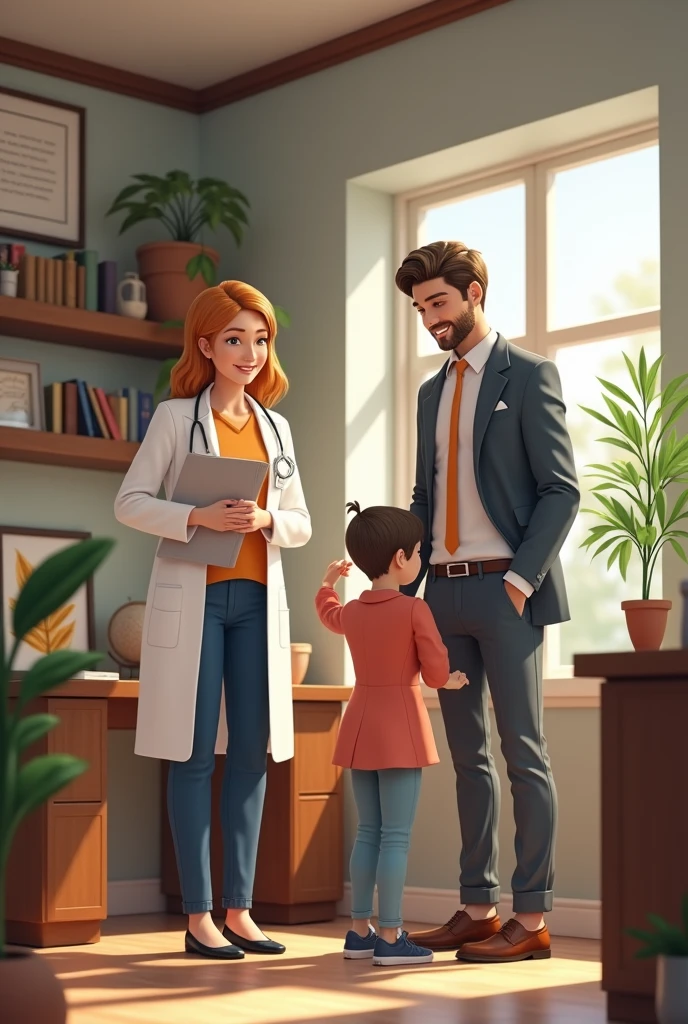 I want a doctor in nutrition with her two children, a boy and a girl, and her husband who is a business engineer.