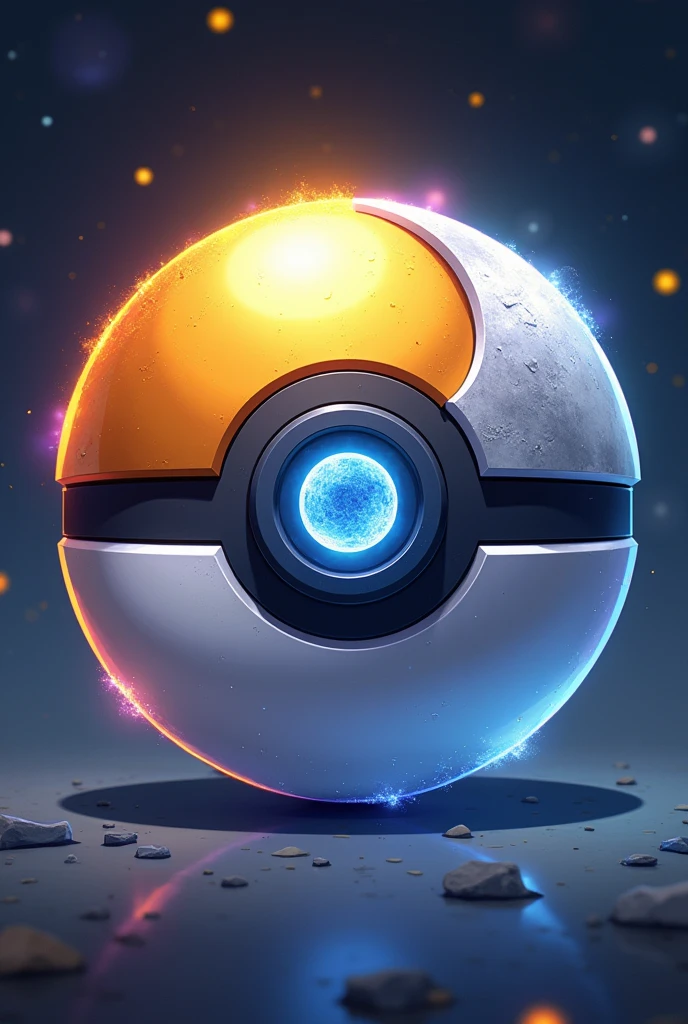 Design: The Poké Ball may have a color scheme that represents the brightness of the sun and moon., with a gold top and a silver bottom. In the central division, you can add a symbol that resembles an eclipse or an energy circle. (Pokeball)
(アニメ) (2d)