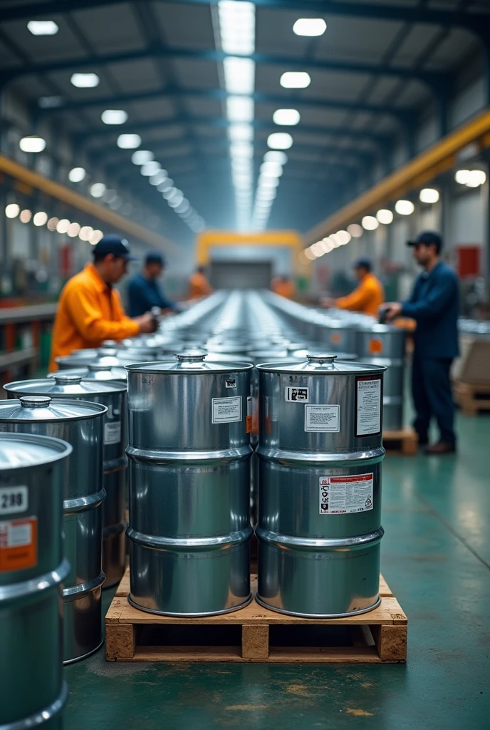 Manufactures metal containers for 208 liters of oil