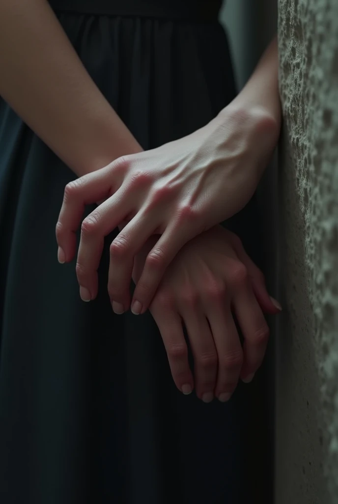Feyre and Rhysand both hands on a wall, (only hands), ero